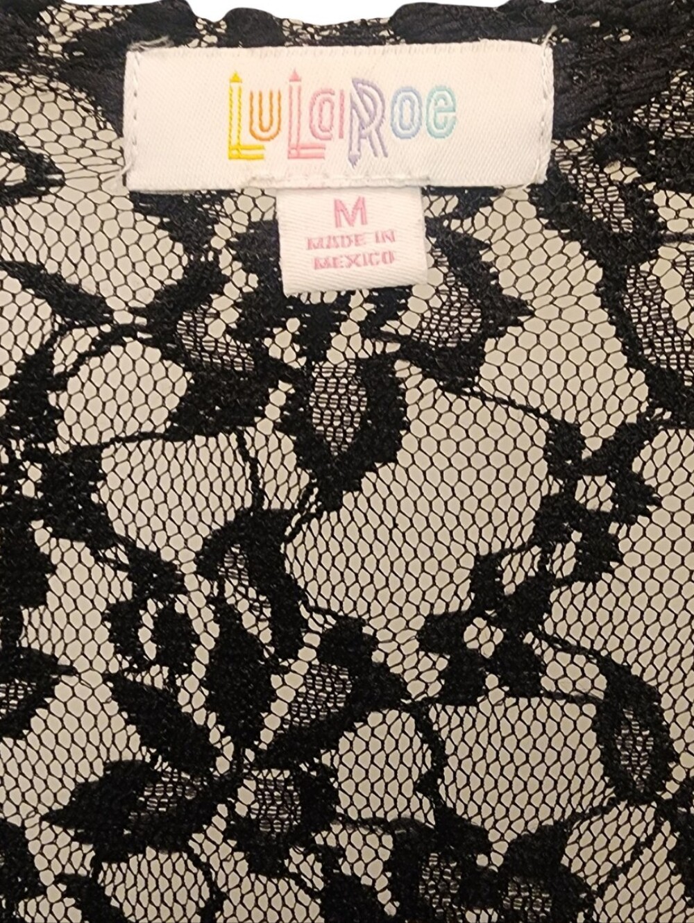 LULAROE Sarah Black Lace Duster Cardigan Medium M - Picture 3 of 5